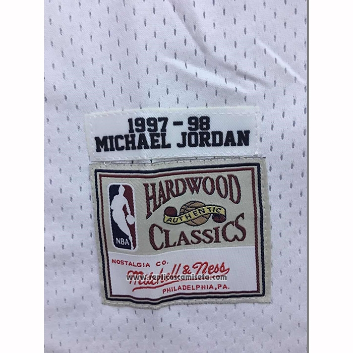 Camiseta Chicago Bulls Michael Jordan #23 Hardwood Classics Throwback 1997-98 Blanco